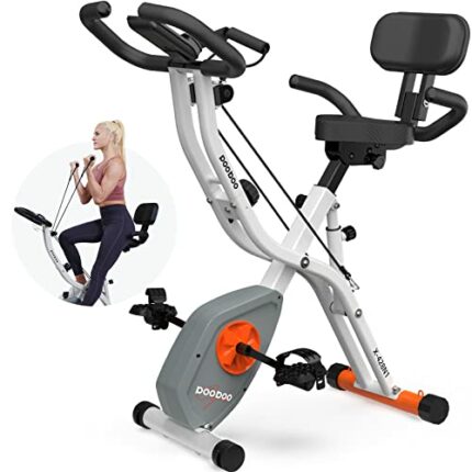 Foldable Exercise Bike, pooboo 4 IN 1 Indoor Cycling Bike Stationary Bikes for Home Upright Recumbent Position, 8-Level Magnetic Resistance Fitne