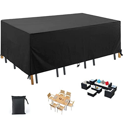 Large Rectangular Garden Table Covers Patio Furniture Covers Waterproof Black 213×132×74 CM Outdoor Table Cover Garden Lawn Rain Snow Chair Cover