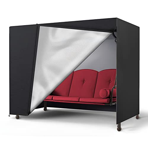 Garden Swing Cover 3 Seater Waterproof L220 xW125 x H170 cm Patio Swing Chair Bench Cover Outdoor Garden Furniture Rain and Snow Protection Cover
