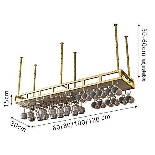 KEppd Wine Rack Wall Mounted - Wine Shelf Wine Racks Adjustable Height Ceiling Mounted Hanging Wine Bottle Holder Metal Iron Wine Glass Rack for