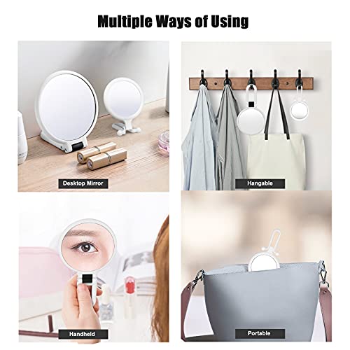 Linkstyle 2 Pieces Magnifying Makeup Mirrors, Hand Mirrors Double Sided with 1/10/15X Magnification, Beauty Vanity Mirror Travel Folding Portable