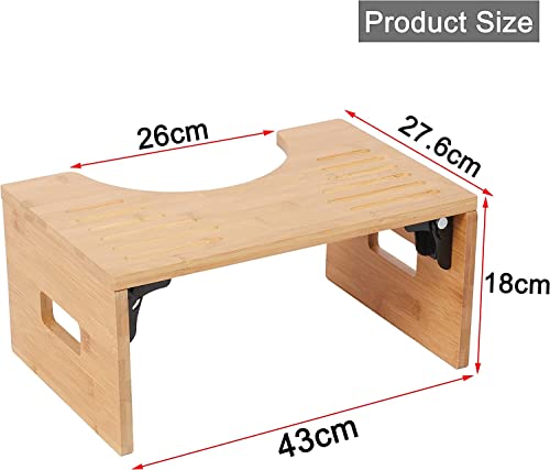 MYOYAY Bamboo Squatting Toilet Stool Collapsible Toilet Potty Stool with Non-Slip Mat Physiological Wooden Footrest 7 Inch Foldable Footrest Squa