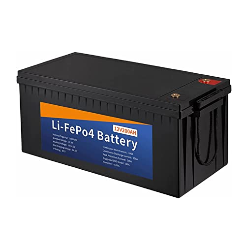 XGYUII 12V 200Ah Rechargeable Lithium Iron Phosphate Battery, Built-In BMS, Waterproof Deep Cycle, for Home Electrical Storage/Solar System/RV/Go