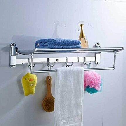 Towel Rack Towel Rack Black Bronze 60Cm Brass Towel Rack Folding Bath Towel Holder Double Towel Bars Bar Wall Towel Hook,Chrome