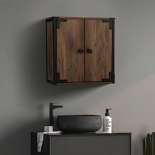 Landia Home Wall Mounted Cabinet, Wood, Brown