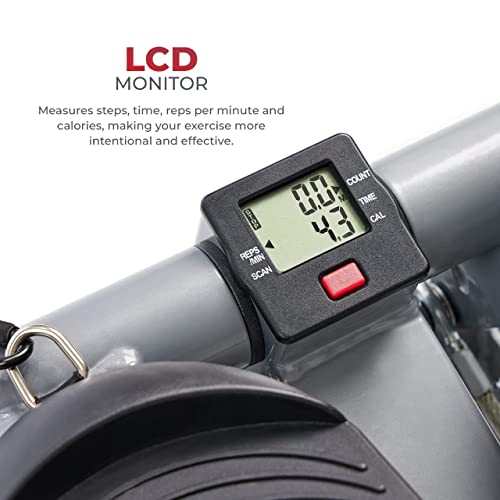 Sunny Health & Fitness Mini Stepper Machine, Stair Stepper Exercise Equipment with Resistance Bands and LCD Monitor, Air Climber Stepping Fitness