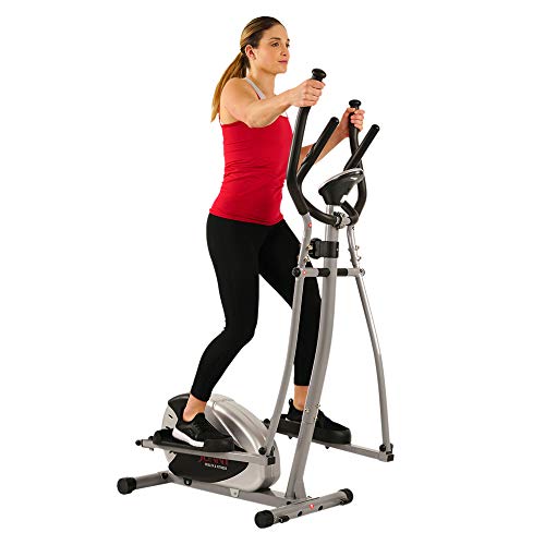 Sunny Health & Fitness Legacy Stepping Elliptical Machine, Total Body Cross Trainer with Ultra- Quiet Magnetic Belt Drive, Low Impact Exercise Eq