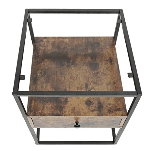 JJZXD Bedside Table Industrial Style Glass Metal Cabinet Bedroom Locker Nightstands Versatile Coffee Table Bedroom Furniture