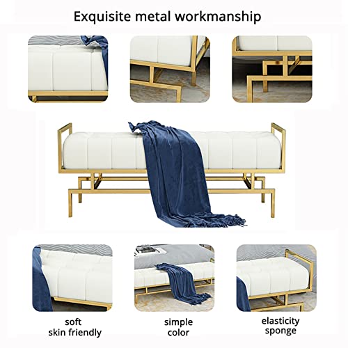 Luxurious End of Bed Bench,Leather Upholstered Bedroom Bench Bench Seat,Modern Multifunction Shoe Bench Entryway Bench Dining Bench-White 80x35x4