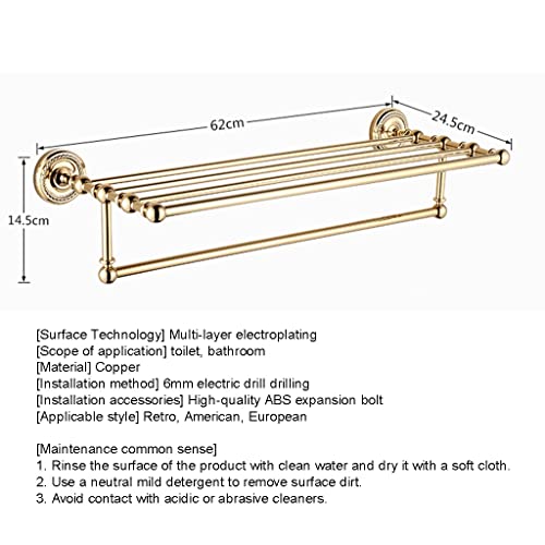 HIGOH Towel Racks,Bathroom Towel Rack Wall Mounted Towel Holder,All-Copper Bath Towel Rack,Bathroom European Towel Holder,Bathroom Rack Bathroom