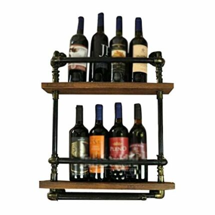 CZDYUF Retro Iron Wine Rack, Solid Wood Simple Creative Wall Hanging Bar Wine Cabinet, the Bearing Capacity is Strong, and the Durability is Dura