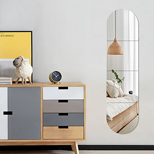 MCLEULLA 48" Full Body Mirrors for Walls, 12x12 4pcs Acrylic Plexiglass Mirror Wall-Mounted Full Length Frameless Mirror Makeup Large Long Mirror