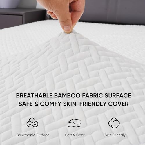 Memory Foam Mattress Topper King Size, 3 Inch Gel-Infused Cooling Mattress Pad Cover for Back Pain,Bed Topper with Removable & Washable Bamboo Co