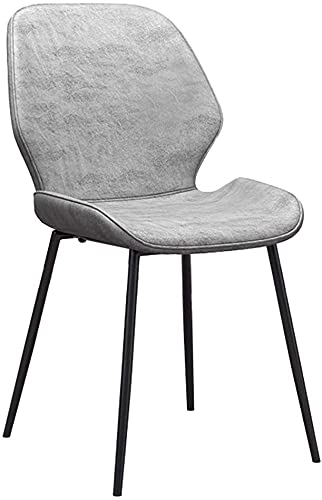 Kitchen Dining Chair with Matel Legs Modern Simple PU Leather Backrest Chair Kitchen Living Room Lounge Counter Chairs (Color : Light gray, Size