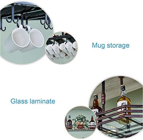 EYLINK Wine Racks,Household Wine Shelf Cup Holder- Adjustable Height Ceiling Mounted Hanging Wine Bottle Holder Metal Wine Glass Rack Goblet Stem