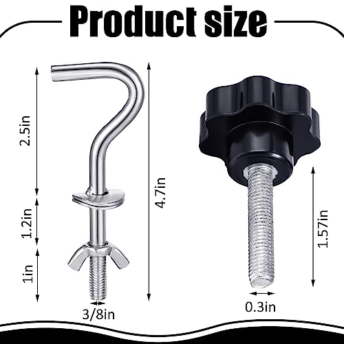Therwen 8 Pcs Hammock Combo Hardware Kit Hammock Stand Replacement Hooks M8 x 40 mm Star Hand Knob for Home Patio Umbrella Base Garden