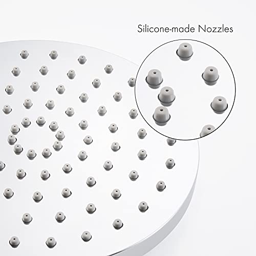 KES Rainfall Shower Head 8-Inch Rain Shower Head Overhead Replacement, Fixed Shower Head Adjustable with Swivel Ball Round Chrome, J201