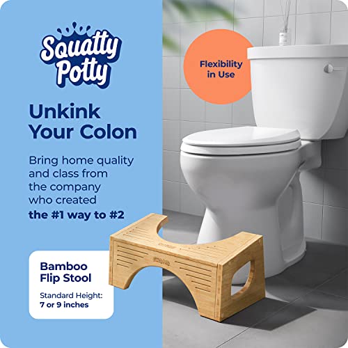 Squatty Potty The Original Toilet Stool - Bamboo Flip, 7" & 9" Height, Brown