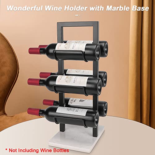 HarJue Tabletop Wine Rack, Wine Racks Countertop, Metal Wine and Water Bottle Holder-Freestanding, Hold 6 Wine Bottles-Wine Bottle Storage with M