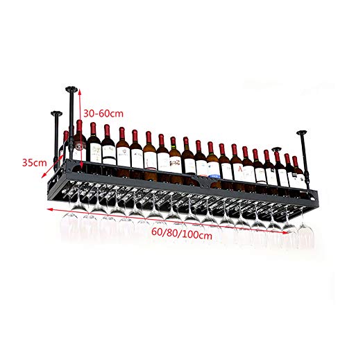 EYLINK Industrial Vintage Bar Floating Shelf, Wine Shelf, Wall Mounted Ceiling Hanging Wine Rack, Adjustable Height, Champagne Glass Shelving, Go