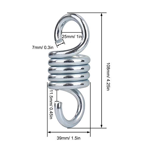 Heavy Duty Spring Hardened Galvanized Steel Extension Spring Capacity 500Kg/1100lbs for Hammock Hanging Chairs Porch Swings 2 Pcs