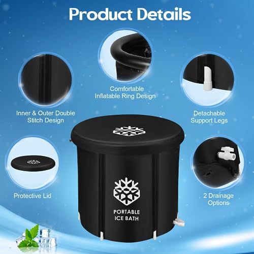 Ice Bath Tub for Athletes Ice Bath Outdoor Tub for Recovery, 376L Large Cold Water Therapy Tub Portable Ice Bath Freestanding Cold Water Plunge P