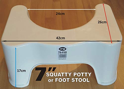 7" Bathroom Toilet Stool, Medically Tested Squatting Toilet Stool, Non-invasive Remedy for Haemorrhoids, Constipation, IBS, Flatulence, Bloating