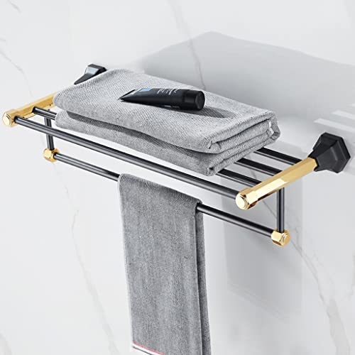 HIGOH Towel Racks, Bathroom Towel Rack Wall Mounted Towel Holder,Universal Light Bathroom Towel Rack,All Copper Bathroom Hardware,Chrome-Plated C