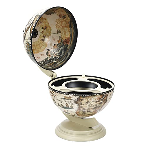 GiantexUK Tabletop Globe Shaped Wine Stand, Mini Wooden Wine Beverage Bottle Holder, Bar Storage Cabinet for kitchen, Dining Room and Living Room