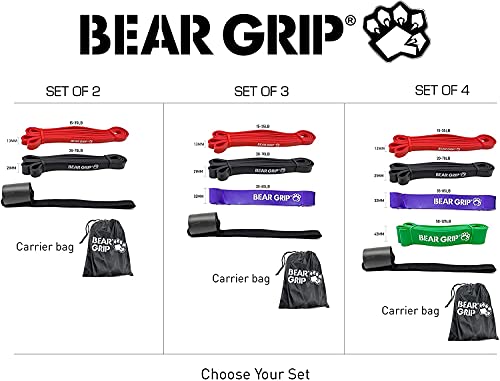 BEAR GRIP - Pull Up Assist Bands | Heavy Duty Resistance Bands for Assisted Pull Ups, Yoga, Stretch Mobility, Crossfit, Strength Training for Men
