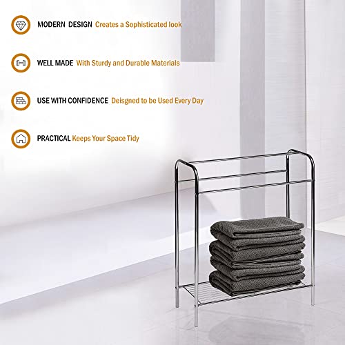 Premier Housewares Chrome Floor Standing Towel Stand - Silver