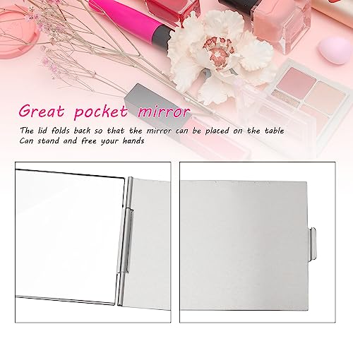 CHEERYMAGIC Portable Folding Mirror, Little Travel Mirror Pocket Compact Makeup Mirror for Make Up Hair Styling and Shaving 11.5 x 8 x 0.25cm Sil