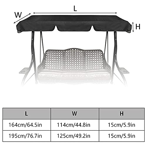 Generic 8N2U Replacement Canopy for Swinging, Acrylic, Black, L: 195 x 125 x 15cm / 77'' x 49'' / 5.9''