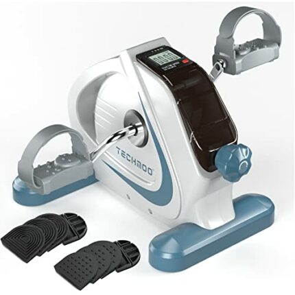 TECHMOO Under Desk Bike Pedal Exerciser Portable Mini Home Exercise Bike with 5LBS Flywheel Sitting Peddler Exerciser for Seniors Legs and Arms T