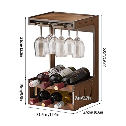 EYLINK Wooden Wall Mounted Wine Rack,Wall Wine Rack,Wine Bottle Stemware Glass Rack Wall Mounted,Wine Racks,Glass Rack,Hanging Wine Bottle Shelf