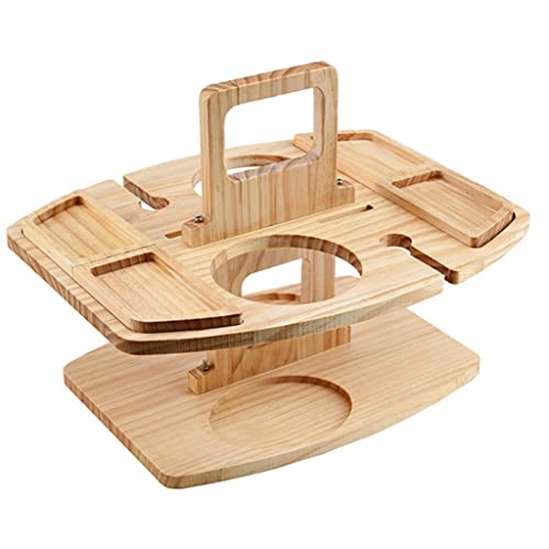 MGWYE Wooden Wine Rack Outdoor Picnic Table Portable Wine Rack Removable Fruit Table Wine Glass Holder