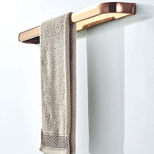 XHALERY Towel Rack Rose Gold Wall-mounted Towel Shelf Hanging Towel Rack Organizer 57CM Brass Towel Rail, For Bathroom Kitchen Toilet