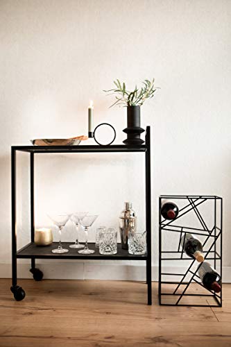 LaLe Living Vino Wine Rack in Black Brushed Iron for 9 Wine Bottles 26 x 45.5 cm for Storing, Storing Wine and Water Bottles in Geometric Design