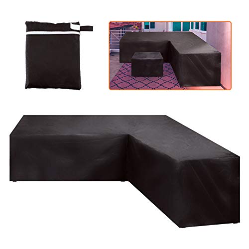 Garden V Shape Furniture Covers Patio Waterproof Sofa Cover Large Outdoor Sofa Furniture Couch Cover Dustproof with Storage Bag 215 * 215 * 82 Bl