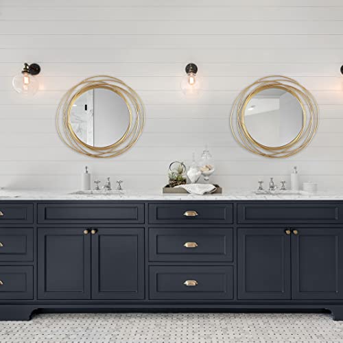 Mirrorize Large 51cm Gold Round Mirror, Circle Framed Bathroom Vanity Mirror, Wall Mirror for Living Room Hallway Bedroom, Make Up Mirror 51 CM D