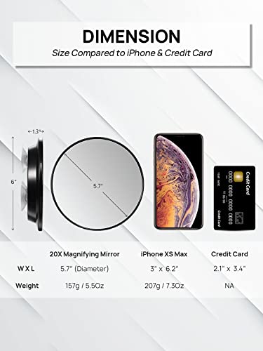 OMIRO Bathroom Mirror, 15cm 20X Magnifying Makeup Mirror (Black,Round)