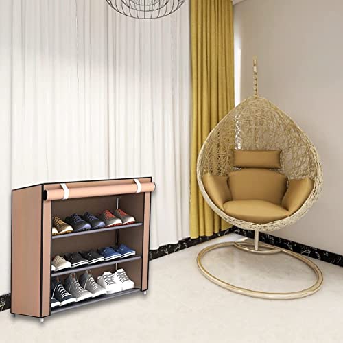 LILIKY Large Capacity Shoe Rack For Home Use Indoor Simple Shoe Cabinet Dormitory Multifunctional Assembly Dustproof Shoe Rack (Color : Braun)