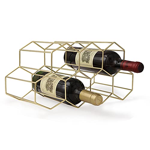 FOMANSH Countertop Wine Rack - 6 Bottle Holder for Wine Storage, Freestanding Wine Rack for Wine Cellar Bar Cabinet, Metal Tabletop Wine Holder w