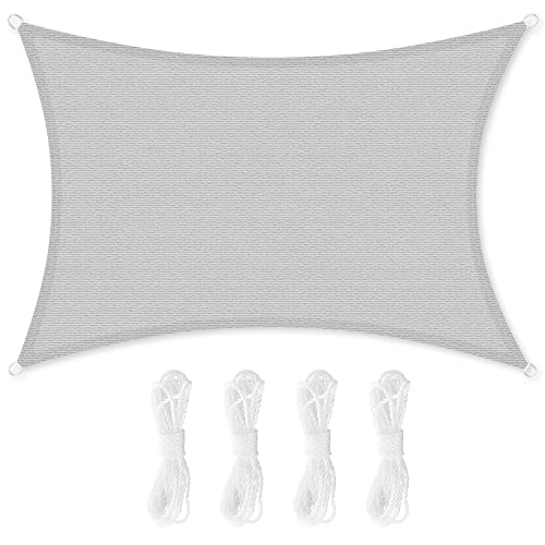 SONGMICS Sun Shade Sail 2x2m HDPE Fabric Breathable Water Permeable Canopy for Patio Garden Balcony Camping Square Concave 2m Ropes Smoke Grey GS