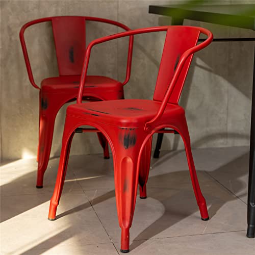 FurniutreR Dining Chair, Metal Rubber, Red