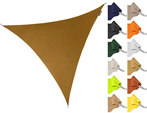Kookaburra 3m Triangle Water Resistant Garden Patio Sun Shade Sail Canopy 96.5% UV Block with Free Rope (Yellow)