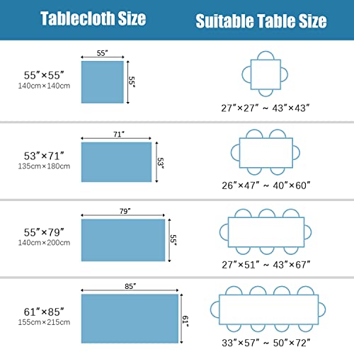 Newthinking PVC Table Cloth, Wipe Clean Plastic Tablecloth PVC Waterproof, 140x140cm Square Wipeable Table Cloth Protector for Kitchen Picnic Out