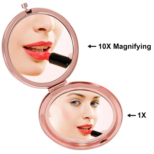 Double-Sided Pocket Mirror, Makeup Mirror, Compact Mirror, Round Folding Mirror 7 CM, Portable Make Up Mirror, Mini Small Round Makeup Mirror, Tr