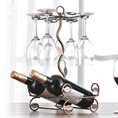 N/A European Double Bottle 6Cups Wind Rack Leaf G-Shaped Cup Holder Goblet Wine Storage Basket Bar Family Wine Tools