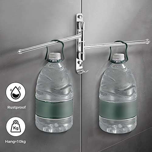 bowarepro Swivel Towel Rail 304 Stainless Steel Towel Rail Wall Mounted 30CM Chrome 2-Arm Swivel Towel for Bathroom Kitchen